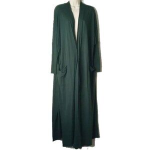NWOT Lunya Organic Pima Cotton Knit Maxi Open Duster OS Forest Green